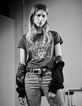 Tee-shirt Queen en coton noir acid wash femme-1