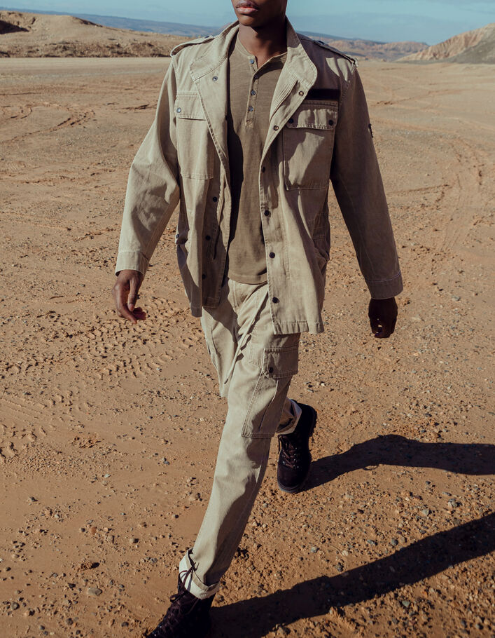 Men’s light khaki Terra® Denim safari jacket - IKKS