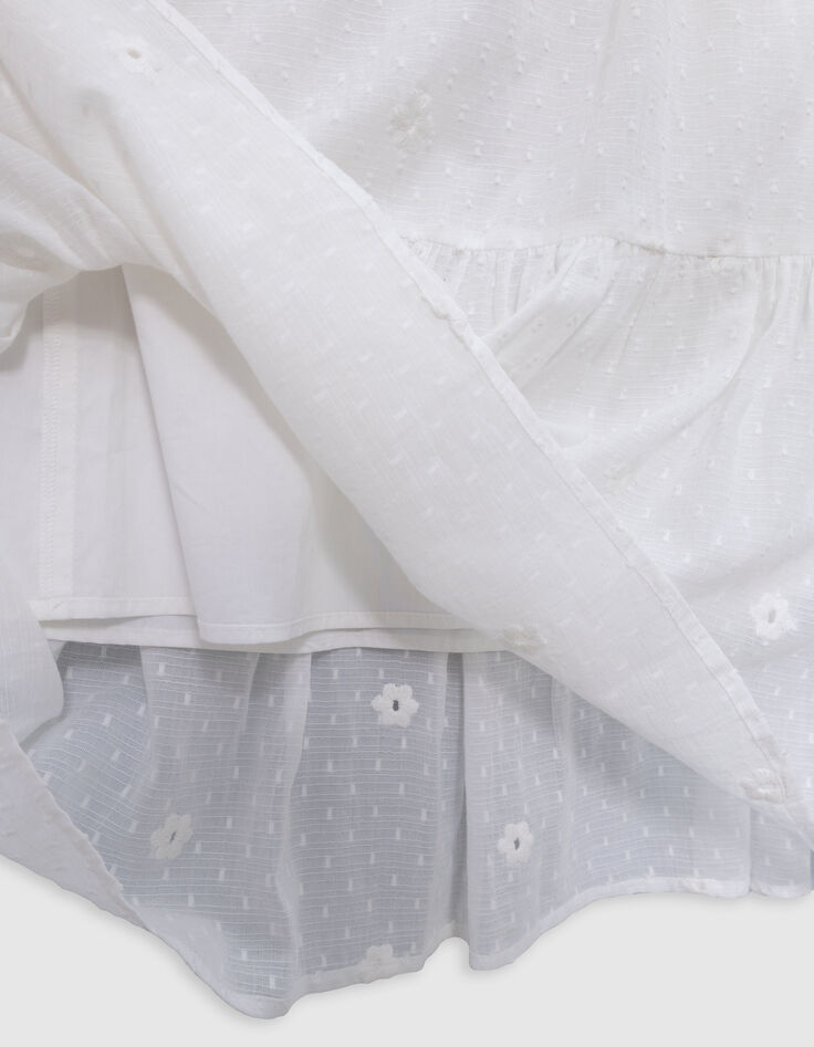Jupe blanche jacquard plumetis et fleurs brodées fille-7