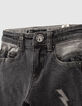 Jungen-Slim-Jeans mit Typoprint, Bio, in Black-Used-Optik -2
