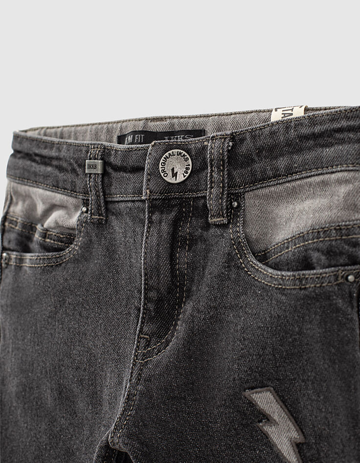 Jungen-Slim-Jeans mit Typoprint, Bio, in Black-Used-Optik -2 Jungen-Slim-Jeans mit Typoprint, Bio, in Black-Used-Optik -2