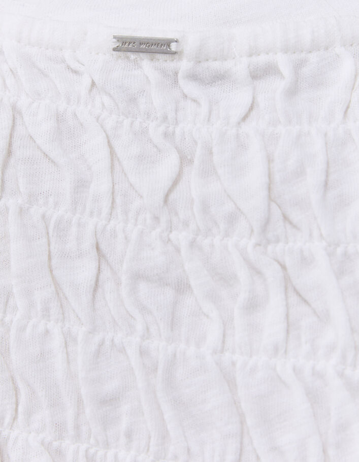 Tee-shirt blanc cassé à smocks Femme - IKKS