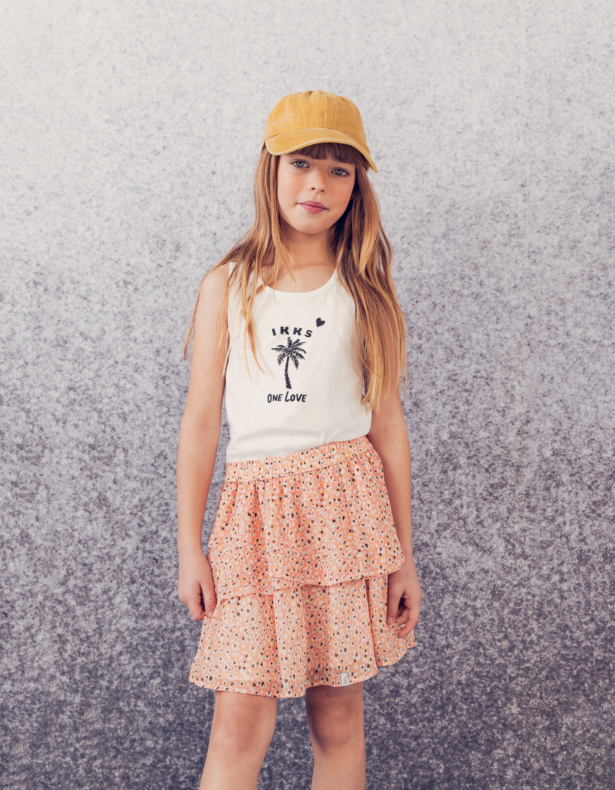 Jupe courte peche imprime tachiste fleurs fille IKKS