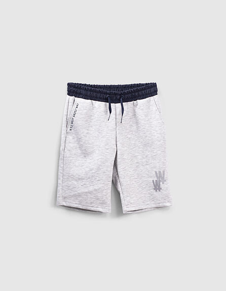 Boys’ grey sweatshirt fabric Bermudas+navy nylon waistband