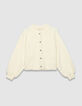Women’s white bouclette knit cardigan-2