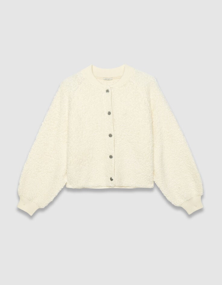 Women’s white bouclette knit cardigan-2 Women’s white bouclette knit cardigan-2