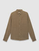 Men’s beige organic cotton needlecord regular shirt-7