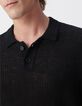 Men&rsquo;s black decorative openwork knit polo shirt-4