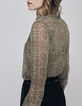 Women’s khaki decorative print voile shirt-5