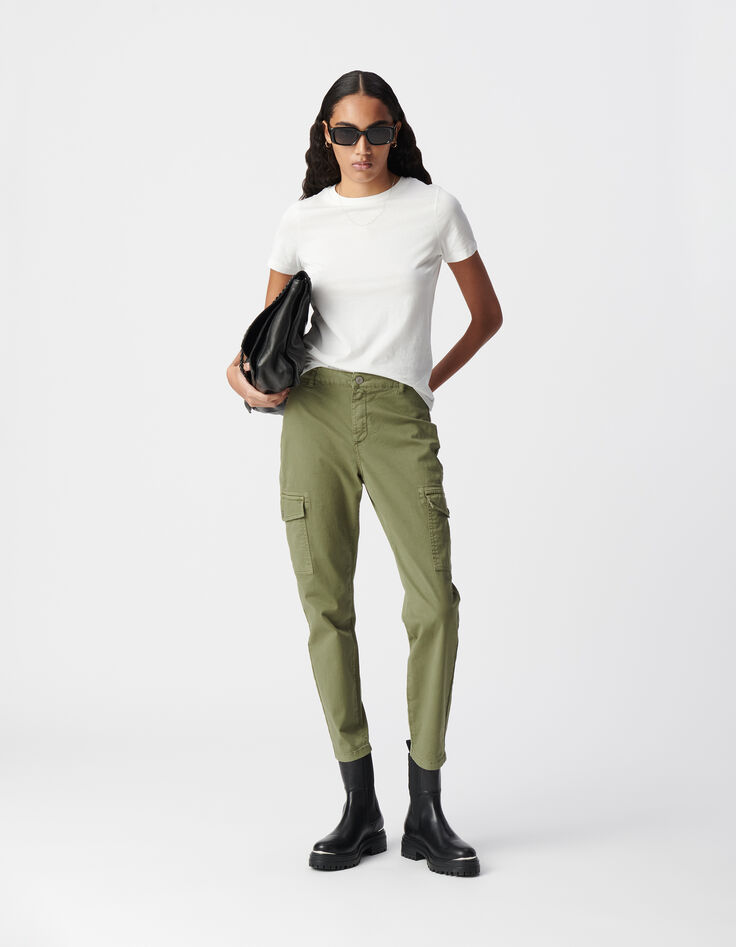 Kaki battle jeans cropped Dames-9