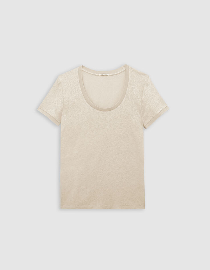 Beiges Kurzarm-T-Shirt irisierend-5