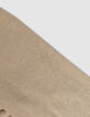 Men’s beige slub knit sweater with rolled collar-5