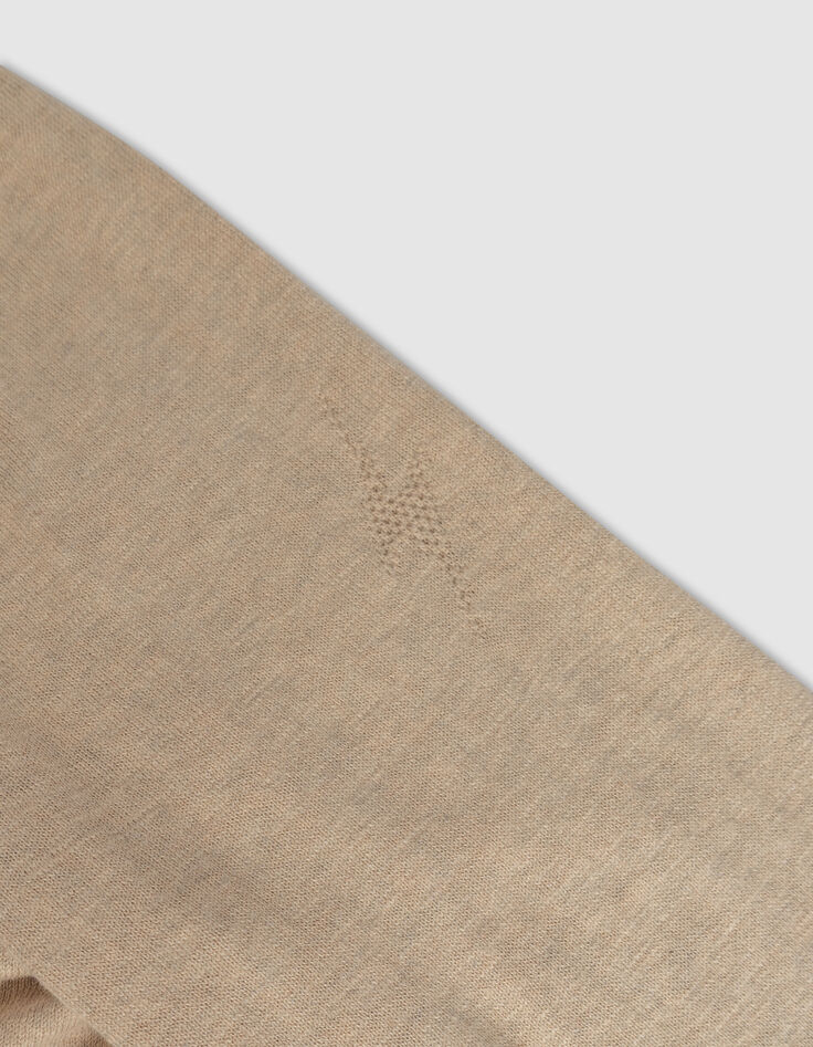Men’s beige slub knit sweater with rolled collar-5