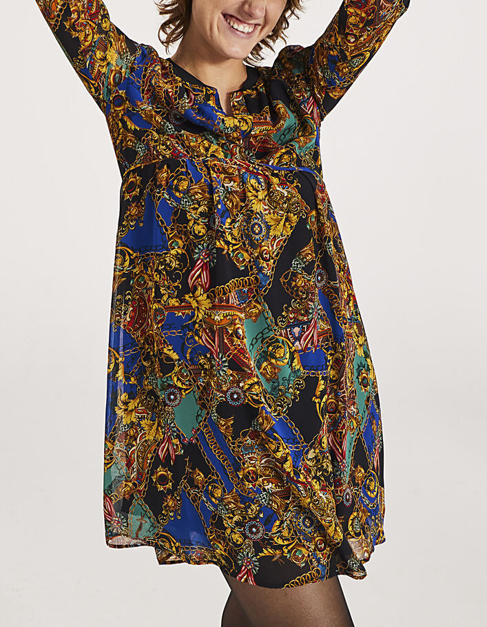 Kurzes Damenkleid aus Voile im Catena-Print-5