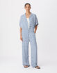 Chemise manches courtes imprim&eacute; floral bleu Femme-1