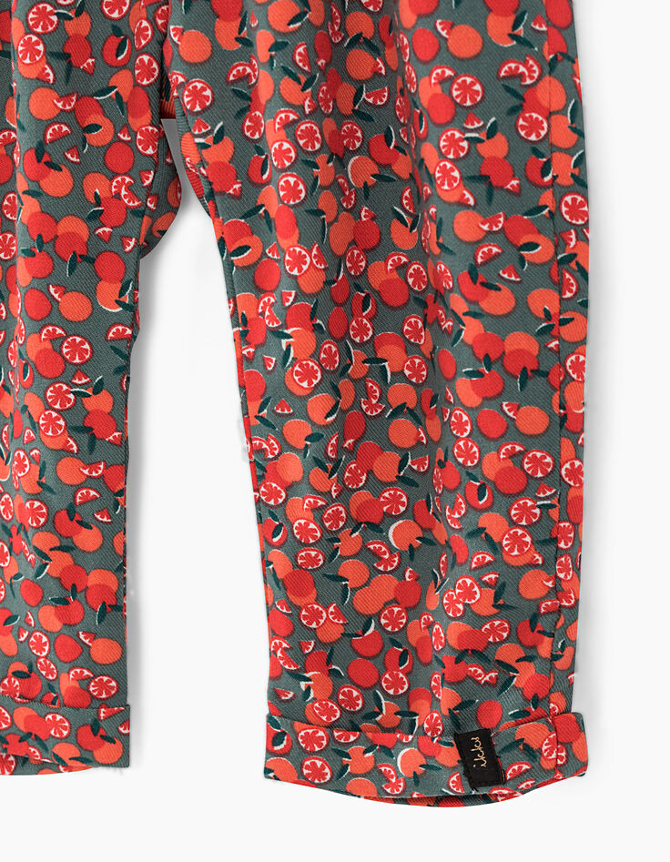 Pantalón caqui claro estampado naranjas bebé niña-4