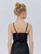 Women’s black dandy flower print lingerie-style top-3