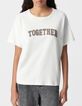 White T-shirt with bead embroidered slogan-2