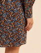 Robe bleue imprim&eacute; fleurs baroques I.Code-8
