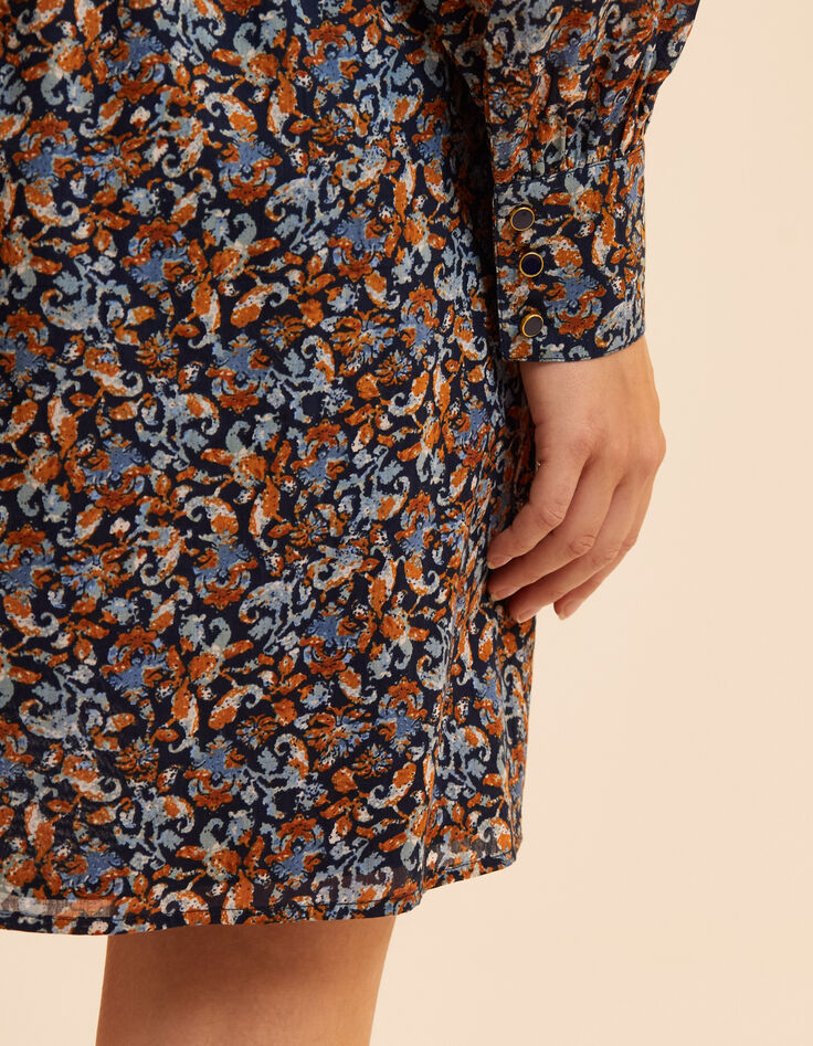 Robe bleue imprim&eacute; fleurs baroques I.Code-8