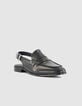 Mujer mocasines slingback de cuero negro-2