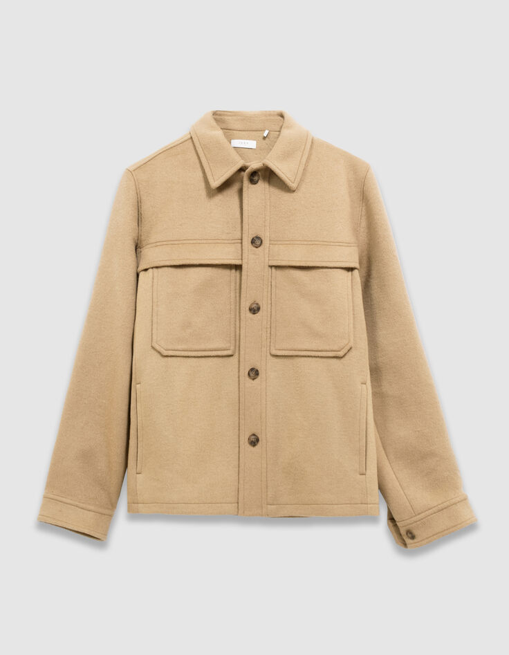 Beige wollen overshirt meerdere zakken Heren-7