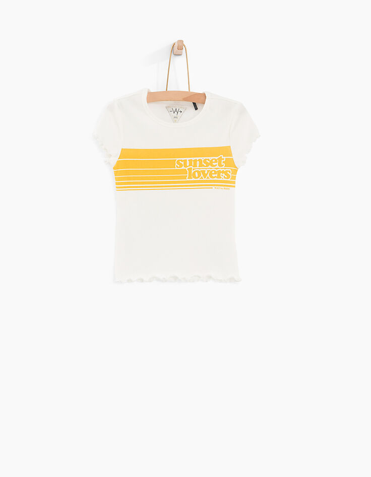 Tee-shirt blanc cassé Sunset Lovers fille-1