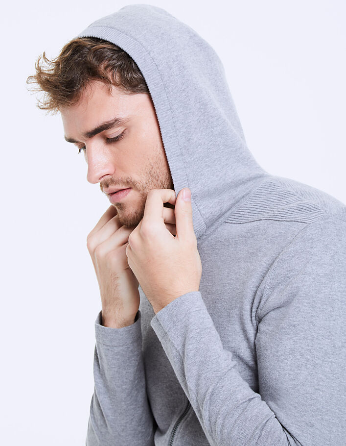 Men's grey hooded zip-up cardigan - IKKS