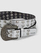 Ceinture jean cuir argent boucle western clous bijoux femme-2