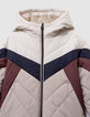 Beige PUFFERJAS in tweekleurige strepen voor jongens-2