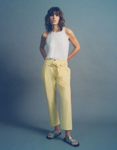Women’s yellow wide-leg trousers with removable belt