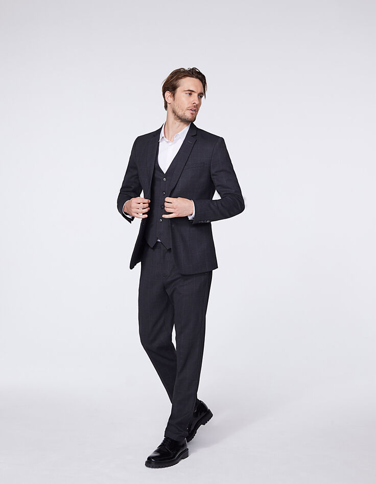 Men’s mouse grey check suit waistcoat-6 Men’s mouse grey check suit waistcoat-6