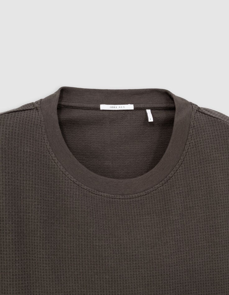 Herren-T-Shirt, khaki, Biobaumwolle, Relief-Netz-6 Herren-T-Shirt, khaki, Biobaumwolle, Relief-Netz-6