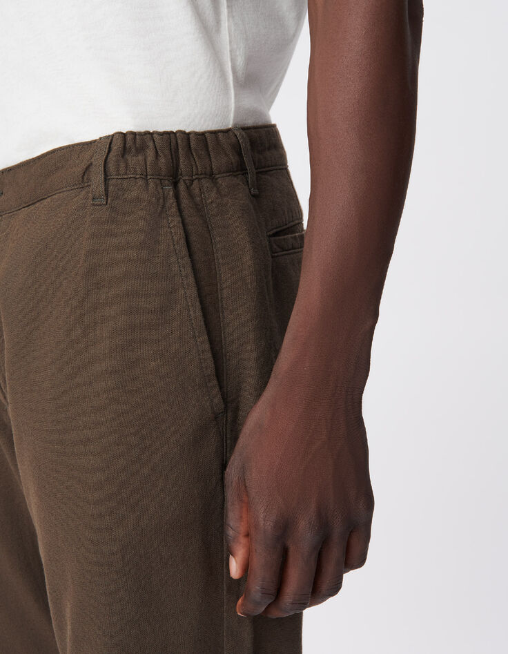 Heren kaki katoenen en linnen chino broek-4