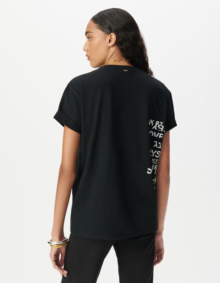 Black crew neck T-shirt with slogan image-3 Black crew neck T-shirt with slogan image-3