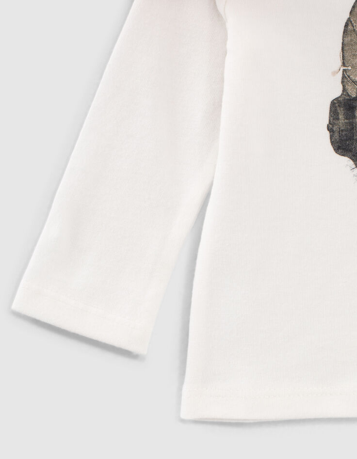 T-shirt blanc cassé coton bio double casque bébé garçon -4 T-shirt blanc cassé coton bio double casque bébé garçon -4