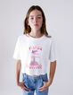 T-shirt blanc coton bio visuel bol de pâtes fille-1