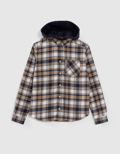 Camisa azul marino cuadros capucha extraíble niño - IKKS