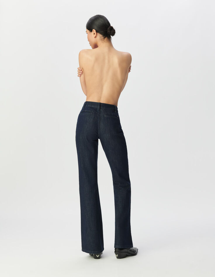 Jean flare brut taille haute plis cousus devant Femme-3