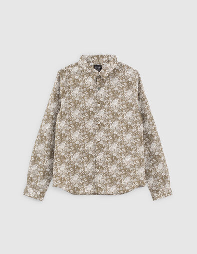 Chemise kaki tissu Liberty à fleurs garçon  - IKKS