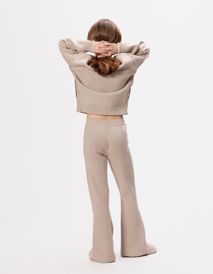 Pantalon flare beige tricot fille-2
