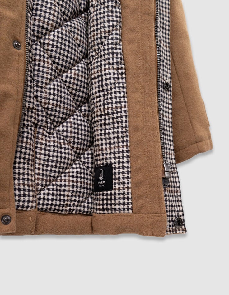 Beige wollen jas met kap dufflecoatstijl jongens-7 Beige wollen jas met kap dufflecoatstijl jongens-7