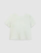 Top manches courtes vert coton lin ouverture dos Femme-5