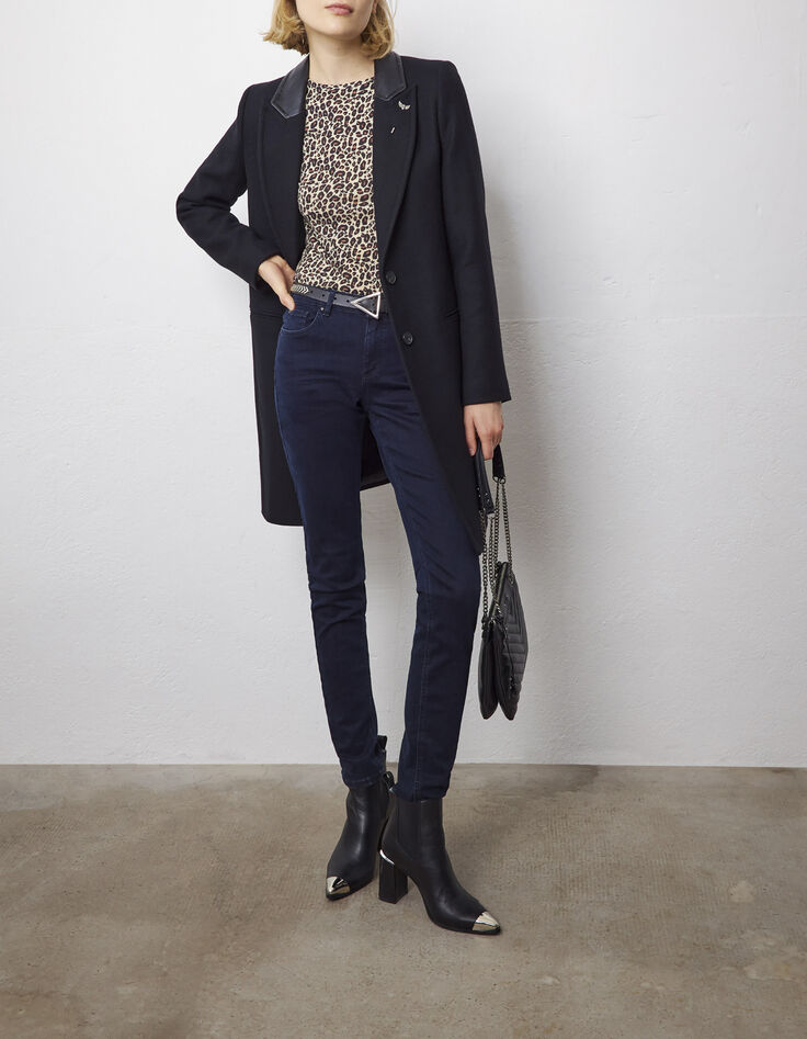 Dunkelblaue Sculpt-up-Damenjeans im Slim-Fit mit Nieten-1