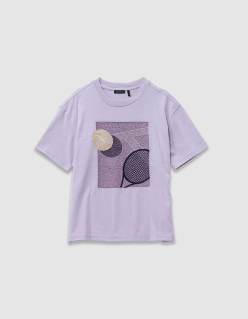 Fliederfarbenes Maxi-Tennis-T-Shirt  Jungen mit Stickerei - IKKS