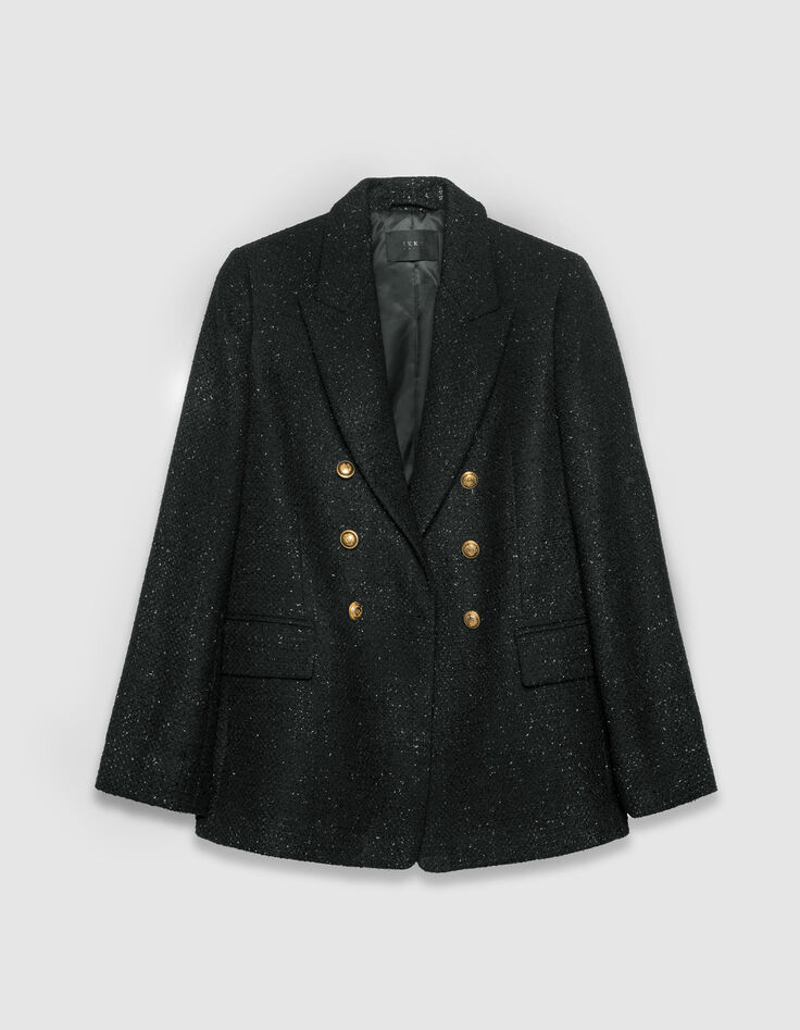 Zwart blazer tweedstijl met glitters Dames-5
