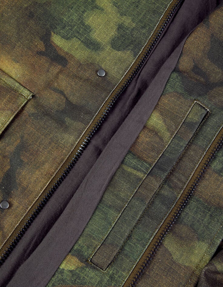 Khaki Wachsjacke mit Samtkragen Herren-8