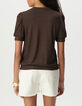 Iridescent brown ribbed knit T-shirt-3