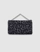 Sac à main noir imprimé léopard bordure microbilles fille-5