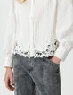 Chemise manches longues blanche bas dentelle Femme-6
